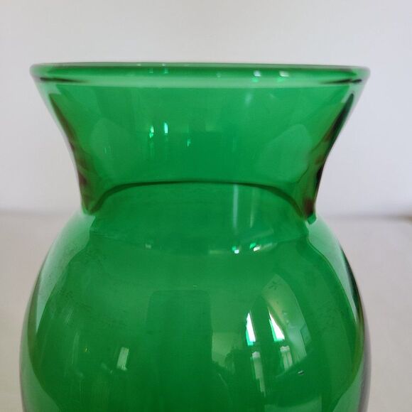 Vintage Anchor Hocking MCM Emerald Forest Green Coolidge Glass Anchor Glass Vase - Picture 8 of 12